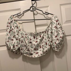 Urban Outfitters off the shoulder floral shirt